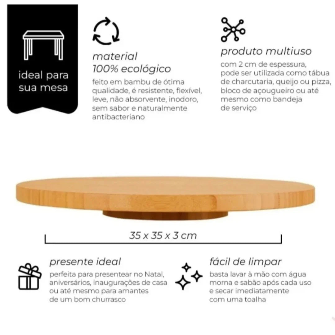 Tábua de Mesa em Bambu Giratóra