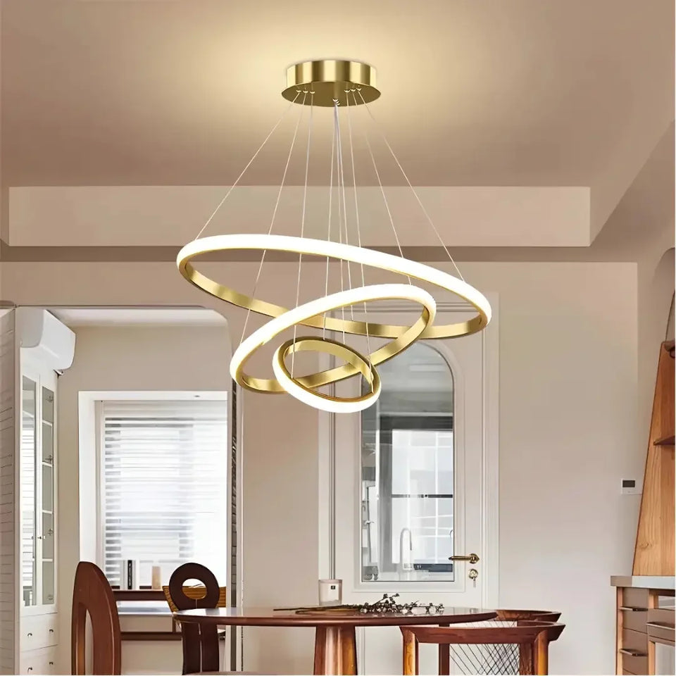 Luminária De Teto Led Pendente 3 Anéis