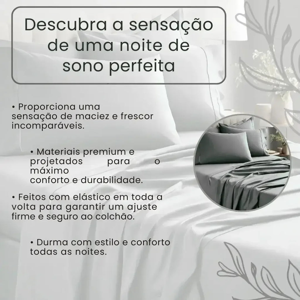 Jogo de Lençol 400 Fios Micro Percal Ponto Palito