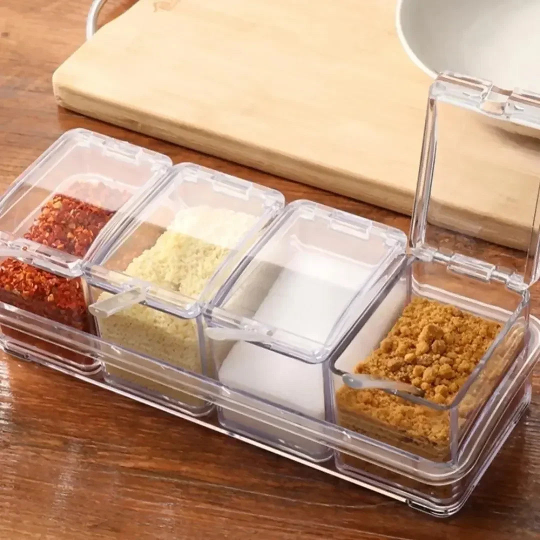 Porta Temperos e Condimentos Acrílico 4 Potes Organizadores