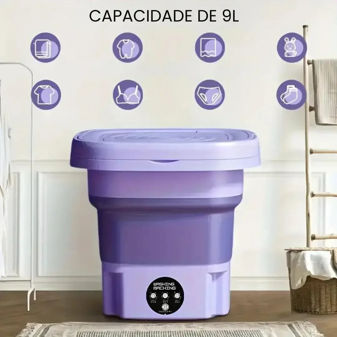 Mini Lavadora Portátil TurboClean 9L – Econômica e Compacta | Modern Casa