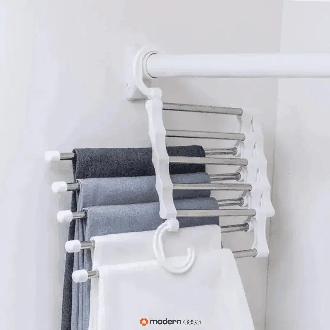 Cabide Organizador Inox para Calças - Retrátil 5 em 1