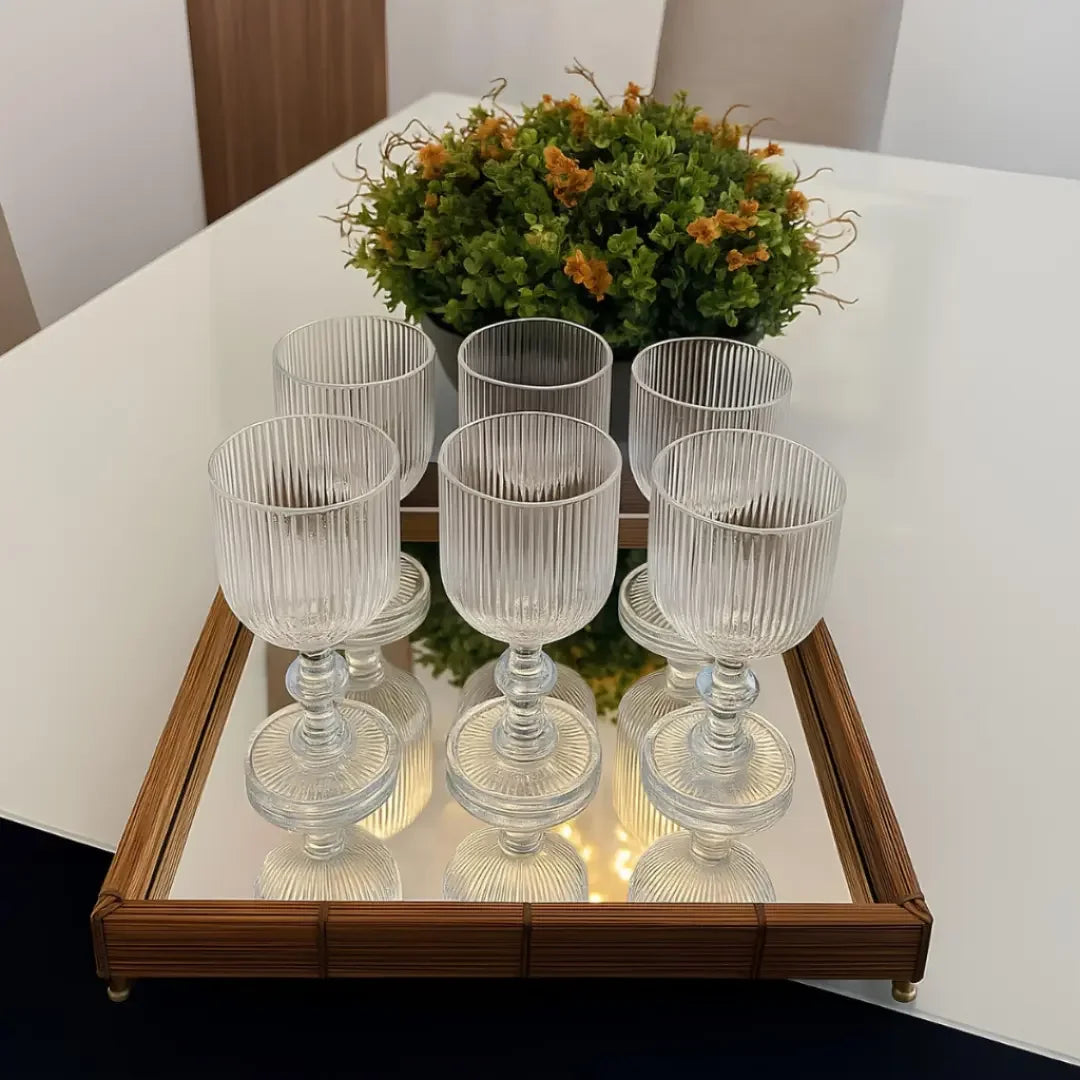Taças Caneladas de Vidro Conjunto com 6 Peças