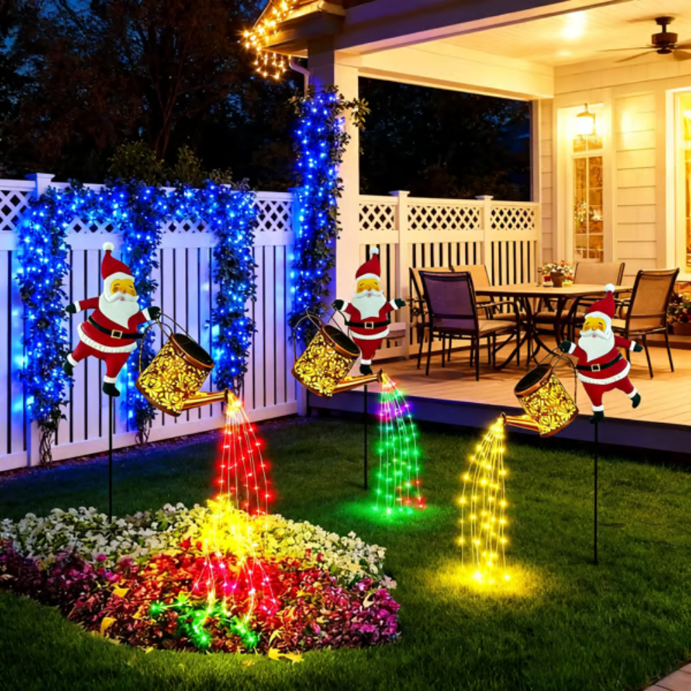 🔥 Um kit com 3 unidades 🔥 Regador Solar de Papai Noel 🤶🎄