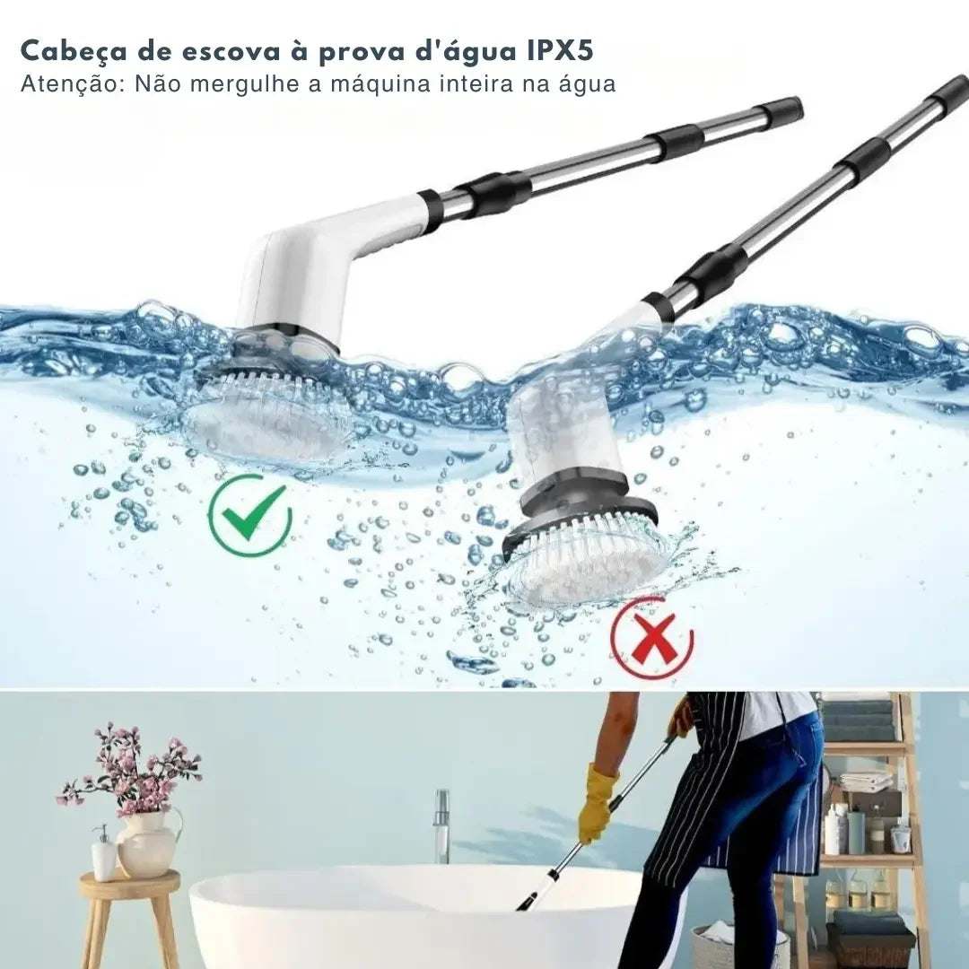 Escova Elétrica de Limpeza 9 em 1 com Cabo Extensor USB-C