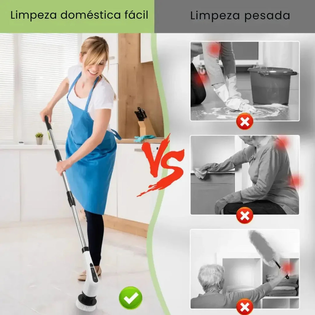 Escova Elétrica de Limpeza 9 em 1 com Cabo Extensor USB-C