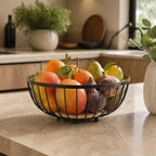 Fruteira Aramada com Base em Bambu Natural