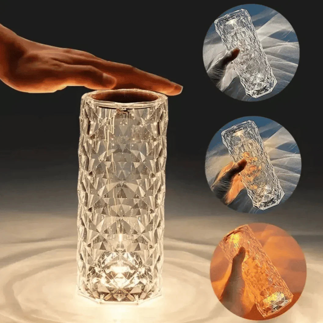 Luminária Cristal de Mesa LED com Controle Remoto