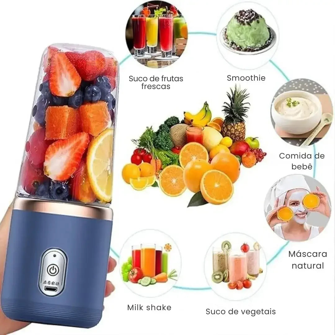 Mini Liquidificador Portátil Recarregável com Copo Extra