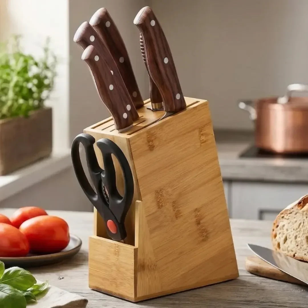 Suporte Organizador de Facas em Bambu Natural