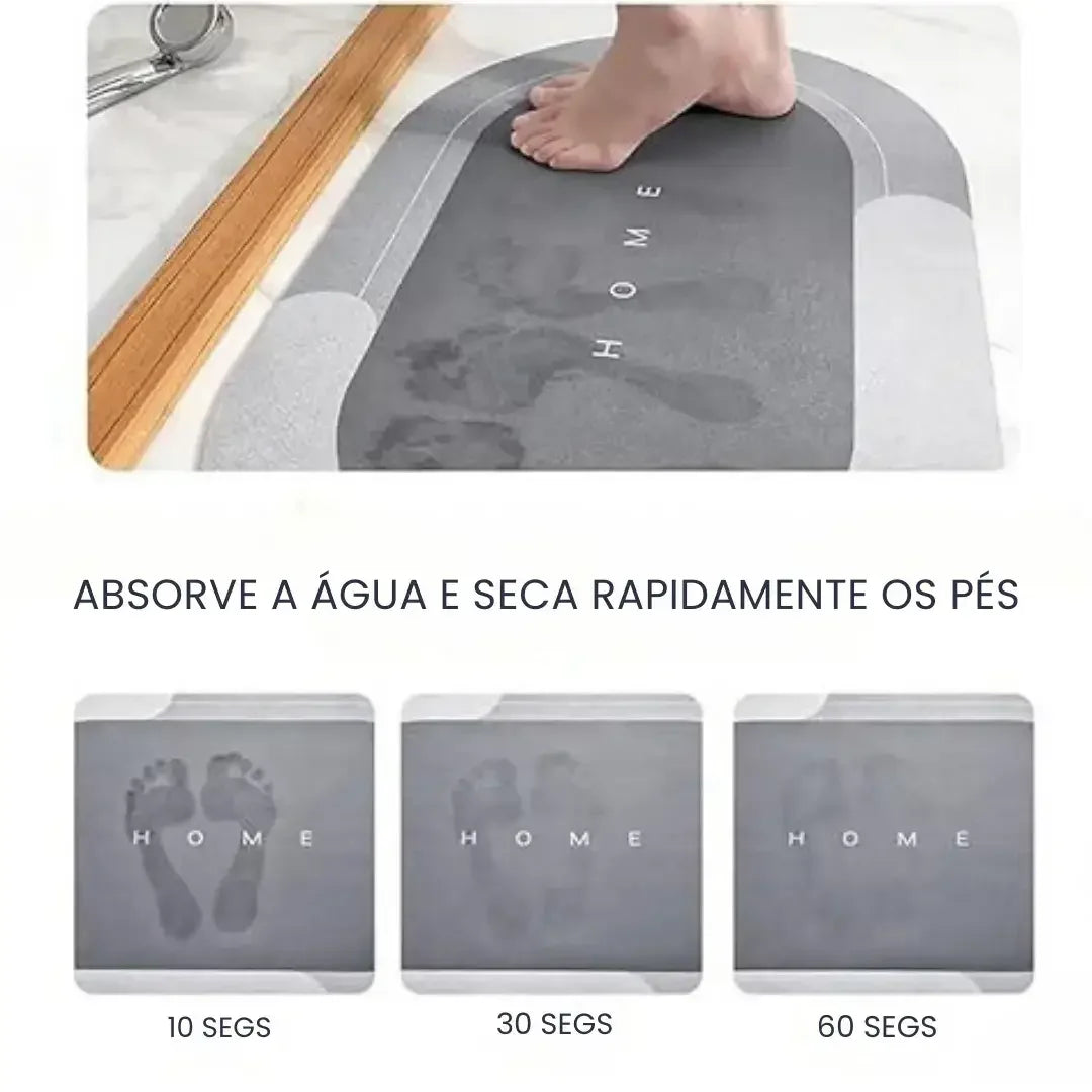 Tapete de Banho Absorvente Seca Rápido e Antiderrapante